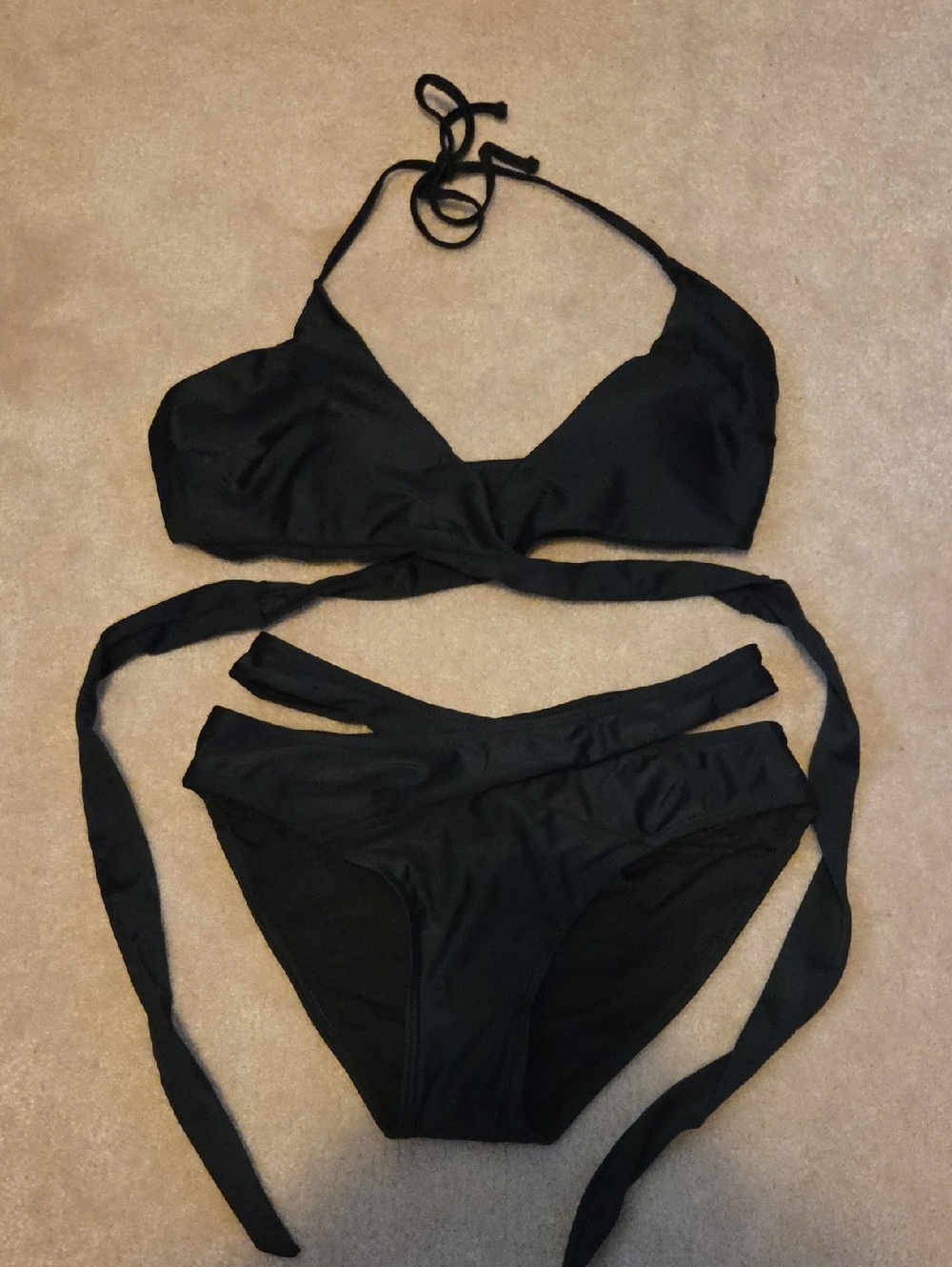 Amazon Black Wrap Halter Bikini Set